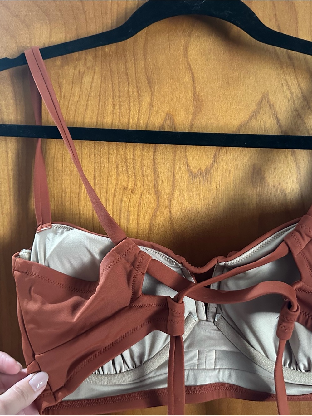 Shade & Shore Rust Bikini Top with Gathered Detail - Picture 3 of 6